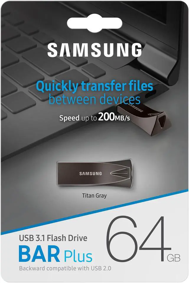 Alt view image 7 of 7 - SAMSUNG 64GB BAR Plus (Metal) USB 3.1 Flash Drive, Speed Up to 300MB/s (MUF-64BE4/AM)