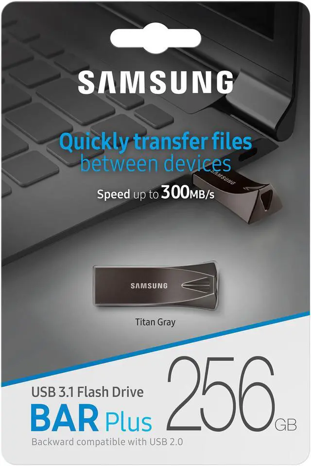 Alt view image 7 of 7 - SAMSUNG 256GB BAR Plus (Metal) USB 3.1 Flash Drive, Speed Up to 400MB/s (MUF-256BE4/AM)