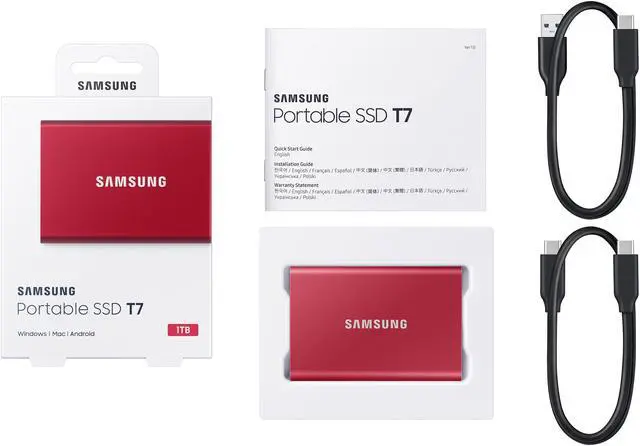 Alt view image 7 of 8 - SAMSUNG T7 Portable SSD 1TB - Up to 1050 MB/s - USB 3.2 Gen 2 External Solid State Drive, Red (MU-PC1T0R/AM)
