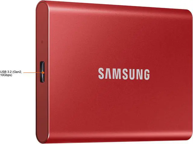 Alt view image 3 of 8 - SAMSUNG T7 Portable SSD 1TB - Up to 1050 MB/s - USB 3.2 Gen 2 External Solid State Drive, Red (MU-PC1T0R/AM)