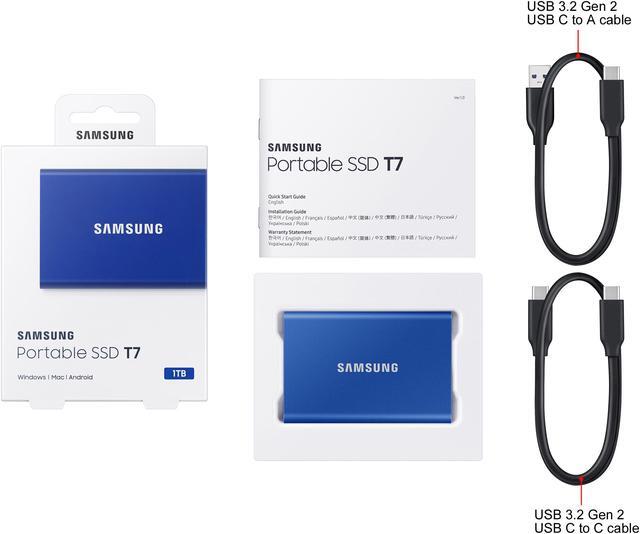 Alt view image 7 of 7 - SAMSUNG T7 Portable SSD 1TB  - Up to 1050 MB/s - USB 3.2 Gen 2 External Solid State Drive, Blue (MU-PC1T0H/AM)
