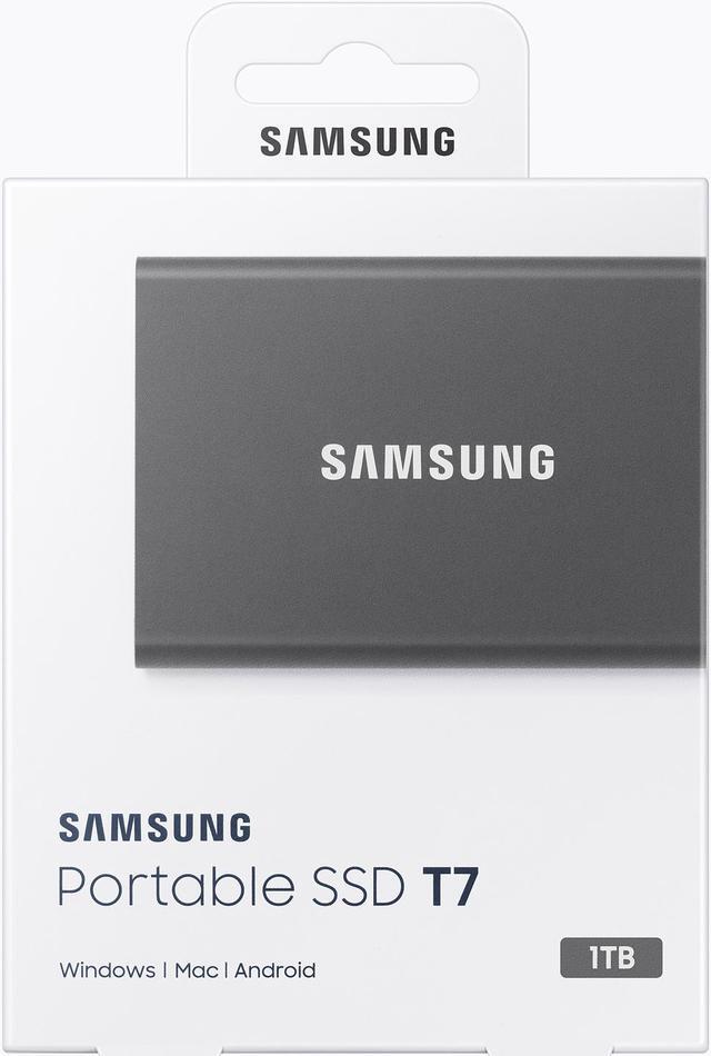 Alt view image 6 of 7 - SAMSUNG T7 Portable SSD 1TB  - Up to 1050 MB/s - USB 3.2 Gen 2 External Solid State Drive, Gray (MU-PC1T0T/AM)