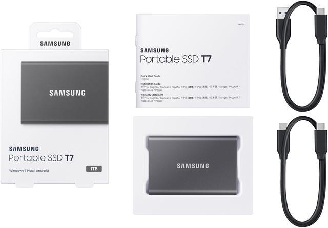 Alt view image 5 of 7 - SAMSUNG T7 Portable SSD 1TB  - Up to 1050 MB/s - USB 3.2 Gen 2 External Solid State Drive, Gray (MU-PC1T0T/AM)