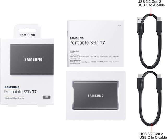 Alt view image 7 of 7 - SAMSUNG T7 Portable SSD 1TB  - Up to 1050 MB/s - USB 3.2 Gen 2 External Solid State Drive, Gray (MU-PC1T0T/AM)