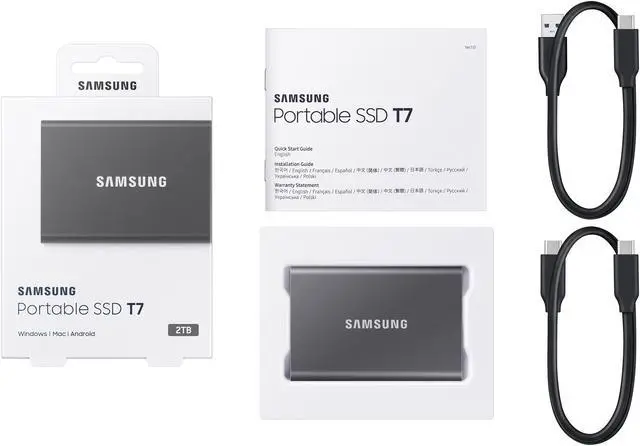 Alt view image 5 of 6 - SAMSUNG T7 Portable SSD, 2TB External Solid State Drive, Speeds Up to 1,050MB/s, USB 3.2 Gen 2, Reliable Storage for Gaming, Students, Professionals, MU-PC2T0T/AM, Gray