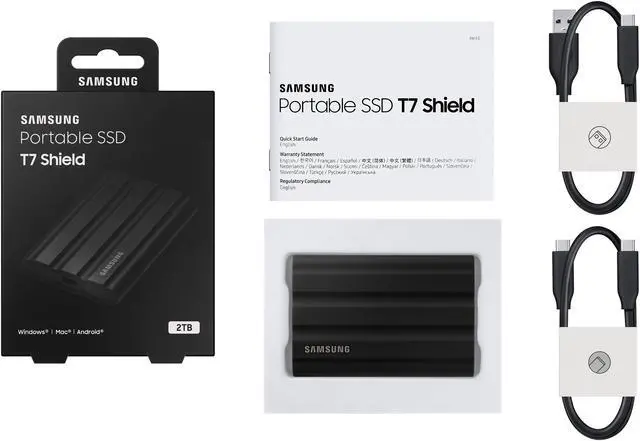 Alt view image 5 of 8 - SAMSUNG T7 Shield 2TB, Portable SSD, up-to 1050MB/s, USB 3.2 Gen2, Rugged,IP65 Water & Dust Resistant, for Photographers, Content Creators and Gaming, Extenal Solid State Drive (MU-PE2T0S/AM), Black