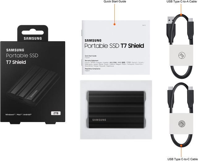 Alt view image 8 of 8 - SAMSUNG T7 Shield 2TB, Portable SSD, up-to 1050MB/s, USB 3.2 Gen2, Rugged,IP65 Water & Dust Resistant, for Photographers, Content Creators and Gaming, Extenal Solid State Drive (MU-PE2T0S/AM), Black