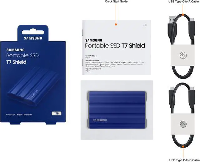 Alt view image 8 of 8 - SAMSUNG T7 Shield 1TB, Portable SSD, up to 1050MB/s, USB 3.2 Gen2, Rugged, IP65 Rated, for Photographers, Content Creators and Gaming , External Solid State Drive (MU-PE1T0R/AM, 2022), Blue