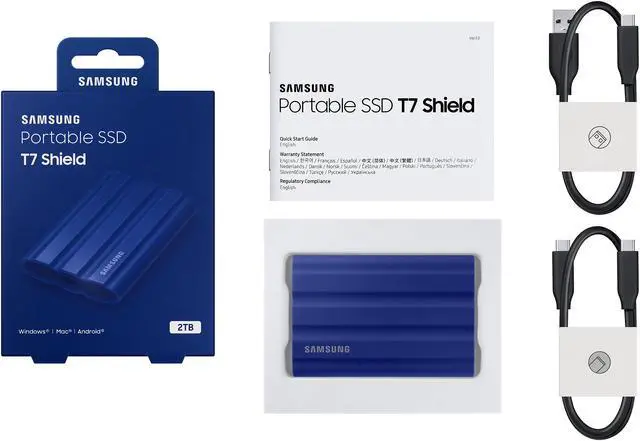 Alt view image 5 of 8 - SAMSUNG T7 Shield 2TB Portable SSD, USB 3.2 Gen2, Rugged, IP65 Rated, for Photographers, Content Creators and Gaming, External Solid State Drive (MU-PE2T0R/AM, 2022), Blue