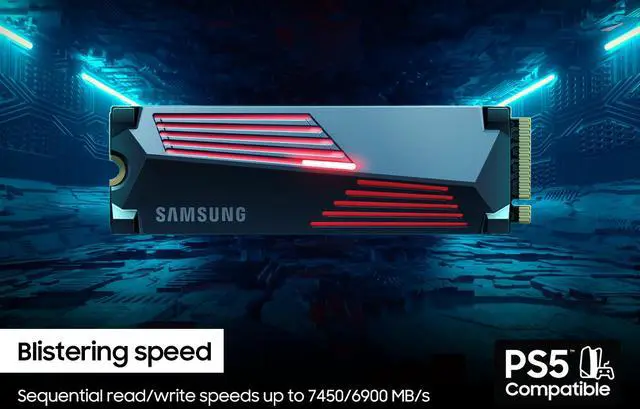 Alt view image 5 of 7 - SAMSUNG SSD 990 PRO with Heatsink 1TB, PCIe 4.0, Sew. Read Speeds Up-to 7,450MB/s, Compatible with PlayStation®5 (MZ-V9P1T0CW)