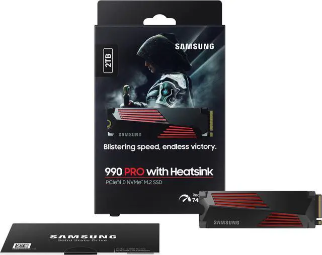 Alt view image 3 of 7 - SAMSUNG 990 PRO w/ Heatsink Gaming Package M.2 2280 2TB PCI-Express Gen 4.0 x4, NVMe 2.0 V7 V-NAND 3bit MLC Internal Solid State Drive (SSD) MZ-V9P2T0GW
