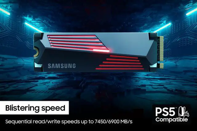 Alt view image 4 of 7 - SAMSUNG 990 PRO w/ Heatsink Gaming Package M.2 2280 2TB PCI-Express Gen 4.0 x4, NVMe 2.0 V7 V-NAND 3bit MLC Internal Solid State Drive (SSD) MZ-V9P2T0GW