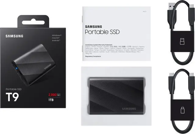 Alt view image 6 of 6 - SAMSUNG T9 Portable SSD 1TB, USB 3.2 Gen 2x2 External Solid State Drive, Seq. Read Speeds Up to 2,000MB/s for Gaming, Students and Professionals, MU-PG1T0B/AM, Black