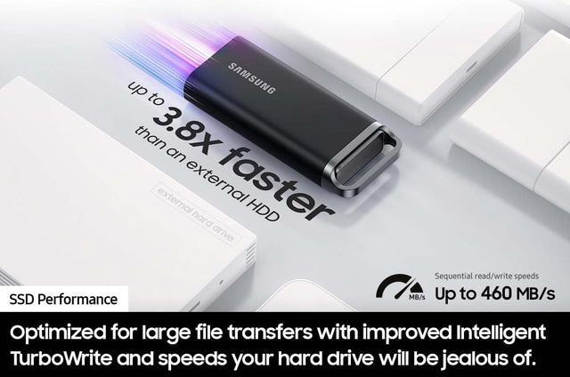 Alt view image 9 of 12 - SAMSUNG T5 EVO Portable SSD 8TB, USB 3.2 Gen 1 External Solid State Drive, Seq. Read Speeds Up to 460MB/s for Gaming and Content Creation, MU-PH8T0S/AM, Black