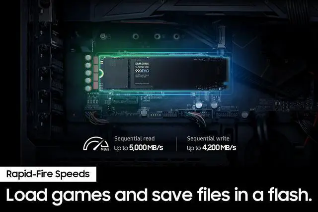 Alt view image 5 of 8 - SAMSUNG 990 EVO SSD 2TB, PCIe Gen 4x4 |  Gen 5x2 M.2 2280, Speeds Up-to 5,000MB/s,  Upgrade Storage for PC/Laptops, HMB  Technology and Intelligent Turbowrite (MZ-V9E2T0B/AM)
