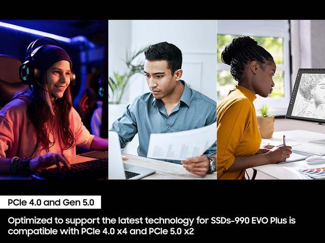 Alt view image 8 of 9 - SAMSUNG 990 EVO PLUS SSD 2TB, PCIe Gen 4x4 | Gen 5x2 M.2 2280, Speeds Up-to 7,250 MB/s, Upgrade Storage for PC/Laptops, HMB Technology and Intelligent Turbowrite 2.0 (MZ-V9S2T0B/AM)