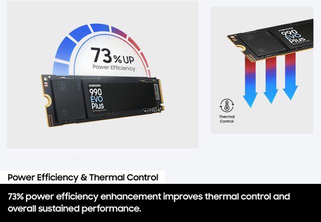 Alt view image 7 of 9 - SAMSUNG 990 EVO PLUS SSD 2TB, PCIe Gen 4x4 | Gen 5x2 M.2 2280, Speeds Up-to 7,250 MB/s, Upgrade Storage for PC/Laptops, HMB Technology and Intelligent Turbowrite 2.0 (MZ-V9S2T0B/AM)
