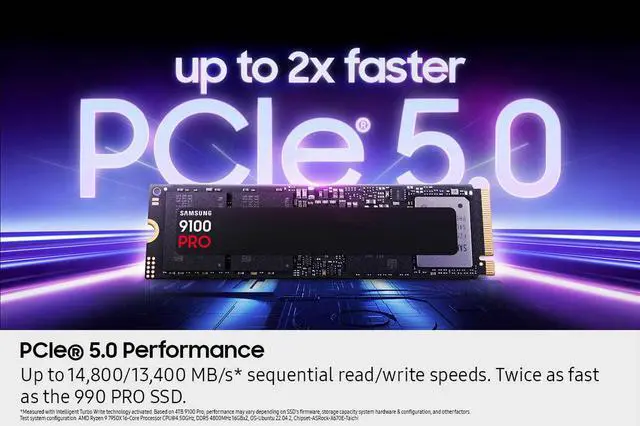 Alt view image 8 of 10 - SAMSUNG SSD 9100 PRO 1TB, PCIe 5.0x4 M.2 2280, Seq. Read Speeds Up to 14,800MB/s, Best for AI Computing, Gaming, and Heavy Duty Workstations (MZ- VAP1T0B/AM)