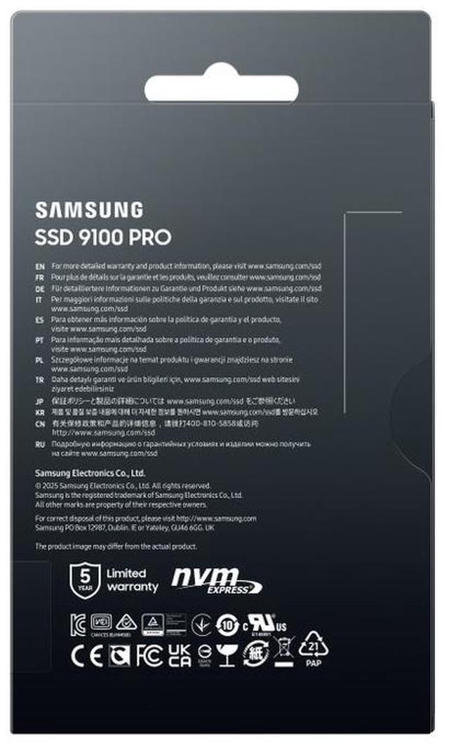 Alt view image 6 of 10 - SAMSUNG SSD 9100 PRO 2TB, PCIe 5.0x4 M.2 2280, Seq. Read Speeds Up to 14,800MB/s, Best for AI Computing, Gaming, and Heavy Duty Workstations (MZ- VAP2T0B/AM)