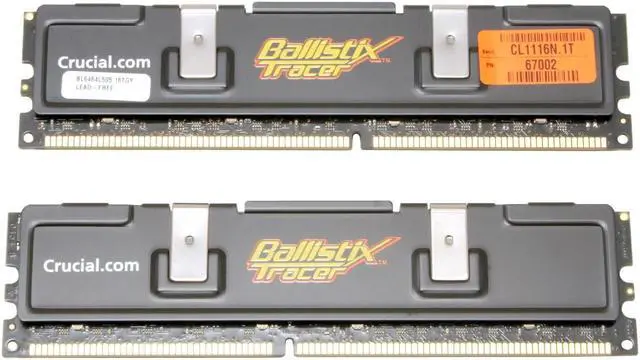 Alt view image 2 of 3 - Crucial Ballistix Tracer 1GB (2 x 512MB) DDR 500 (PC 4000) Dual Channel Kit Desktop Memory Model BL2KIT6464L505
