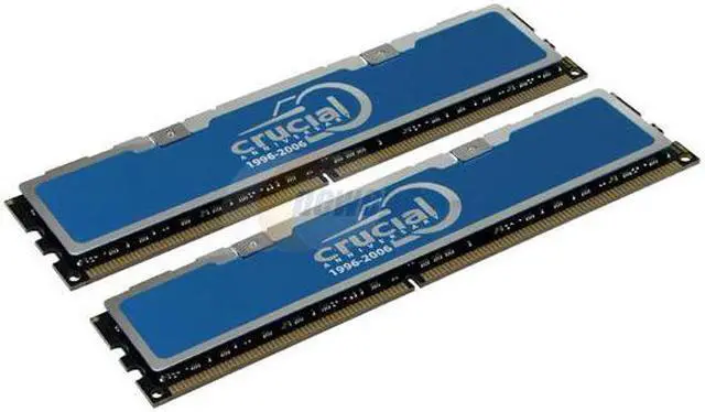 Main image of Crucial 2GB (2 x 1GB) DDR2 667 (PC2 5300) Dual Channel Kit Desktop Memory Model TY2KIT12864AA663