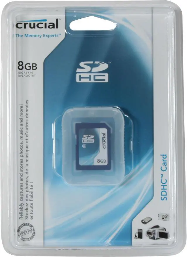 Alt view image 2 of 2 - Crucial 8GB Secure Digital High-Capacity (SDHC) Flash Card Model CT8GBSDHC