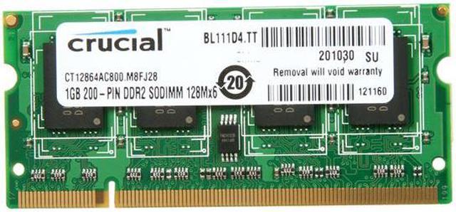 Crucial 1GB 200-Pin DDR2 SO-DIMM DDR2 800 (PC2 6400) Laptop Memory