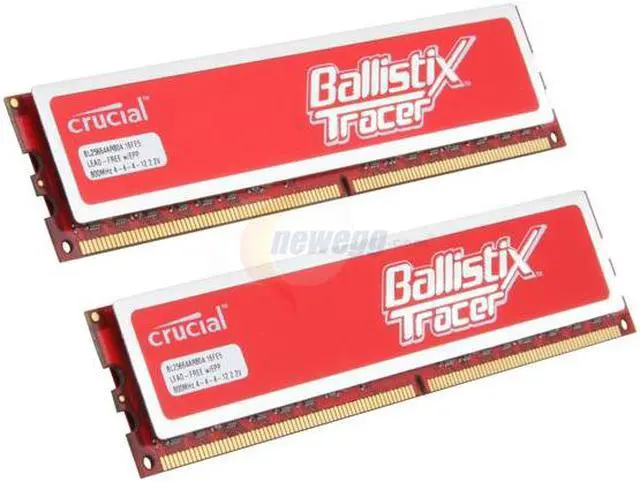 Alt view image 2 of 3 - Crucial Ballistix Tracer 4GB (2 x 2GB) DDR2 800 (PC2 6400) Dual Channel Kit Desktop Memory Model BL2KIT25664AR804