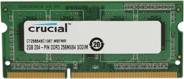 Main image of Crucial 2GB 204-Pin DDR3 SO-DIMM DDR3 1066 (PC3 8500) Laptop Memory Model CT25664BC1067