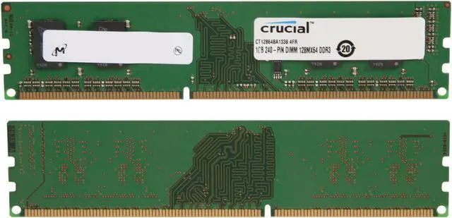 Alt view image 2 of 3 - Crucial 2GB (2 x 1GB) DDR3 1333 (PC3 10600) Dual Channel Kit Desktop Memory Model CT2KIT12864BA1339