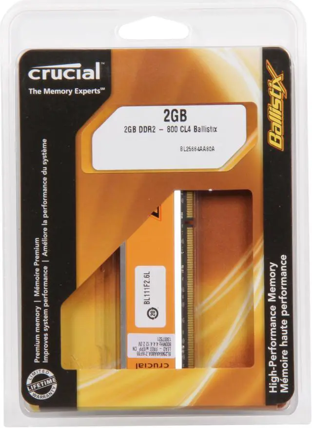 Alt view image 3 of 3 - Crucial Ballistix 2GB DDR2 800 (PC2 6400) Desktop Memory Model BL25664AA80A