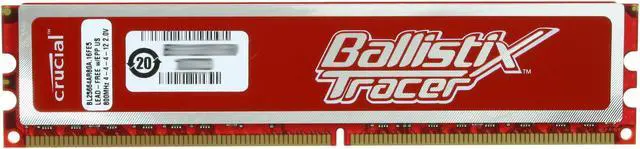 Alt view image 2 of 3 - Crucial Ballistix Tracer 2GB DDR2 800 (PC2 6400) Desktop Memory w/ Red LEDs Model BL25664AR80A