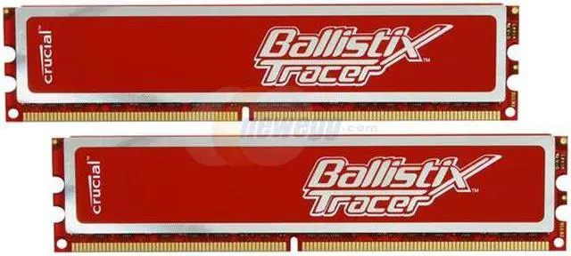 Main image of Crucial Ballistix Tracer 4GB (2 x 2GB) DDR2 800 (PC2 6400) Dual Channel Kit Desktop Memory w/ Red LEDs Model BL2KIT25664AR80A