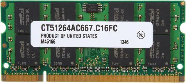 Alt view image 2 of 3 - Crucial 4GB 200-Pin DDR2 SO-DIMM DDR2 667 (PC2 5300) Laptop Memory Model CT51264AC667