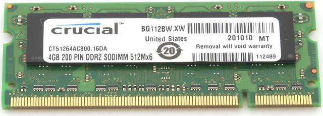 Crucial 8GB (2 x 4GB) 200-Pin DDR2 SO-DIMM DDR2 800 (PC2 6400 