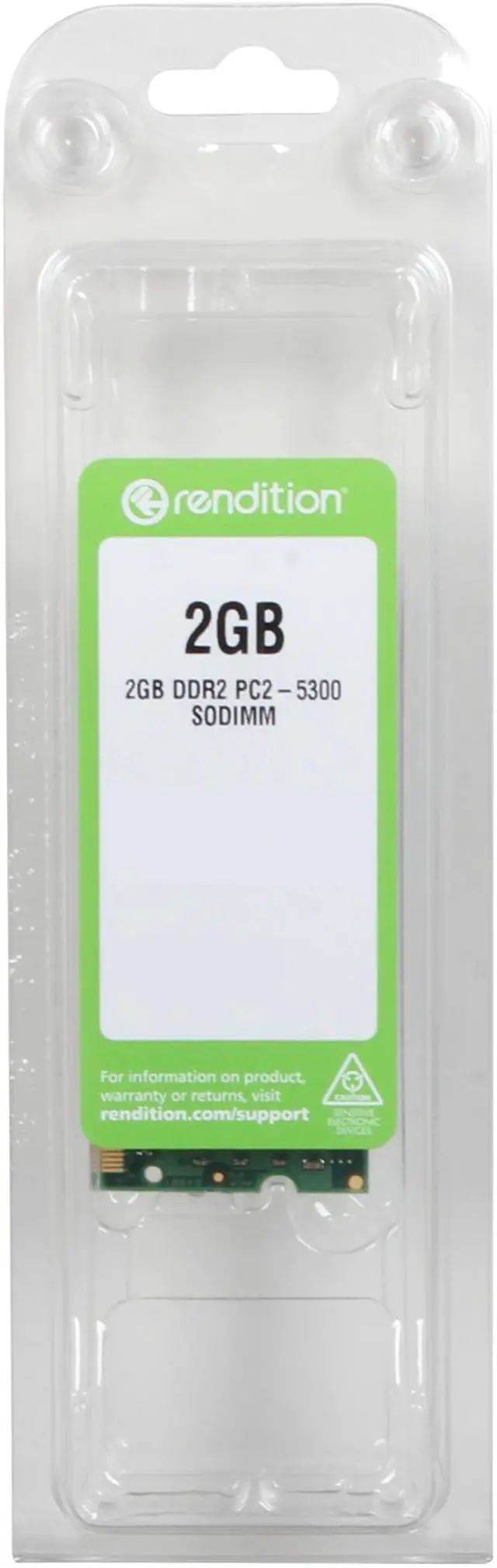 Alt view image 3 of 3 - Rendition by Crucial 2GB 200-Pin DDR2 SO-DIMM DDR2 667 (PC2 5300) Laptop Memory Model RM25664AC667