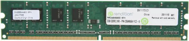 Main image of Rendition by Crucial 2GB DDR2 800 (PC2 6400) Desktop Memory Model RM25664AA800