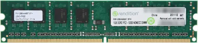 Main image of Rendition by Crucial 1GB DDR2 667 (PC2 5300) Desktop Memory Model RM12864AA667