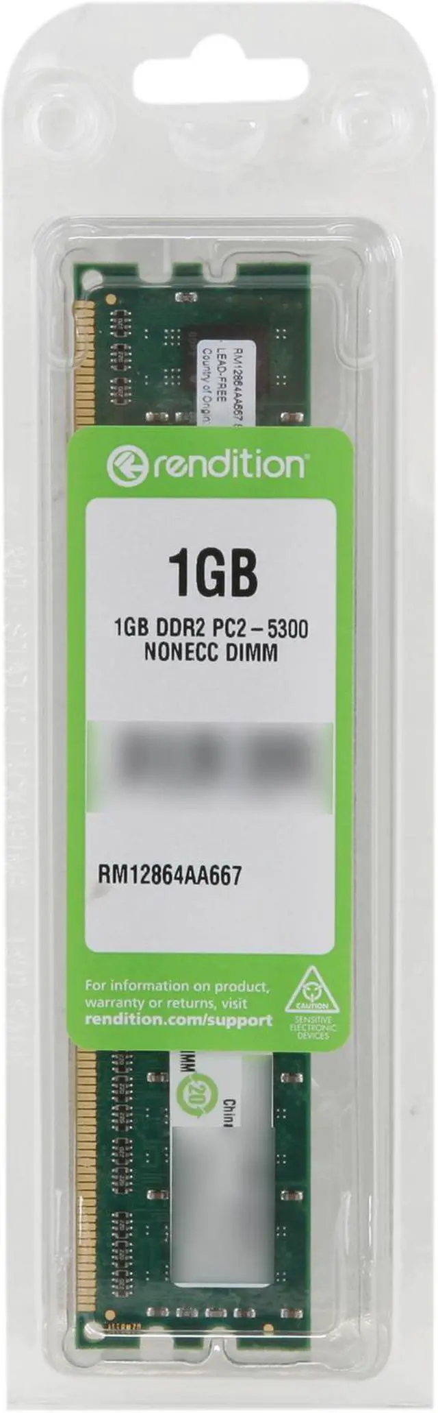 Alt view image 3 of 3 - Rendition by Crucial 1GB DDR2 667 (PC2 5300) Desktop Memory Model RM12864AA667