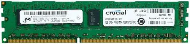 Main image of Crucial 1GB ECC Unbuffered DDR3 1066 (PC3 8500) Server Memory Model CT12872BA1067
