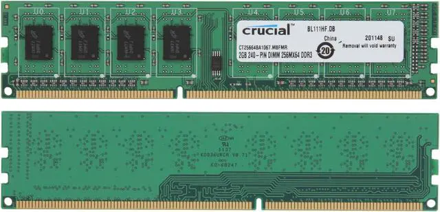Alt view image 2 of 3 - Crucial 6GB (3 x 2GB) DDR3 1066 (PC3 8500) Triple Channel Kit Desktop Memory Model CT3KIT25664BA1067