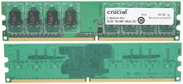 Alt view image 2 of 3 - Crucial 2GB (2 x 1GB) DDR2 1066 (PC2 8500) Dual Channel Kit Desktop Memory Model CT2KIT12864AA1067