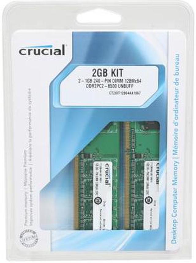 Crucial 2GB (2 x 1GB) DDR2 1066 (PC2 8500) Dual Channel Kit