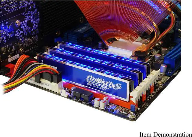 Alt view image 3 of 4 - Crucial Ballistix Tracer 6GB (3 x 2GB) DDR3 1600 (PC3 12800) Desktop Memory w/ Blue LEDs Model BL3KIT25664TB1608
