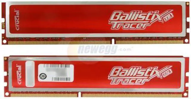 Alt view image 2 of 4 - Crucial Ballistix Tracer 6GB (3 x 2GB) DDR3 1600 (PC3 12800) Desktop Memory w/ Red LEDs Model BL3KIT25664TR1608