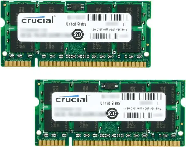 Main image of Crucial 8GB (2 x 4GB) 200-Pin DDR2 SO-DIMM DDR2 667 (PC2 5300) Laptop Memory Model CT2KIT51264AC667
