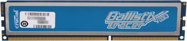 Alt view image 2 of 4 - Crucial Ballistix Tracer 1GB DDR3 1333 (PC3 10600) Desktop Memory w/ Blue LEDs Model BL12864TB1337