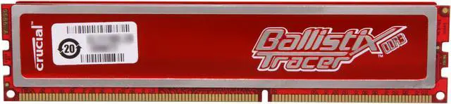 Alt view image 2 of 4 - Crucial Ballistix Tracer 1GB DDR3 1333 (PC3 10600) Desktop Memory w/ Red LEDs Model BL12864TR1337