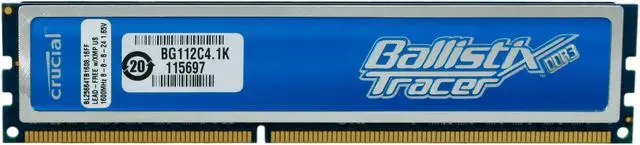 Alt view image 2 of 3 - Crucial Ballistix Tracer 2GB DDR3 1600 (PC3 12800) Desktop Memory w/ Blue LEDs Model BL25664TB1608
