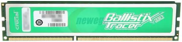 Alt view image 2 of 4 - Crucial Ballistix Tracer 2GB DDR3 1333 (PC3 10600) Desktop Memory w/ Green LEDs Model BL25664TG1337